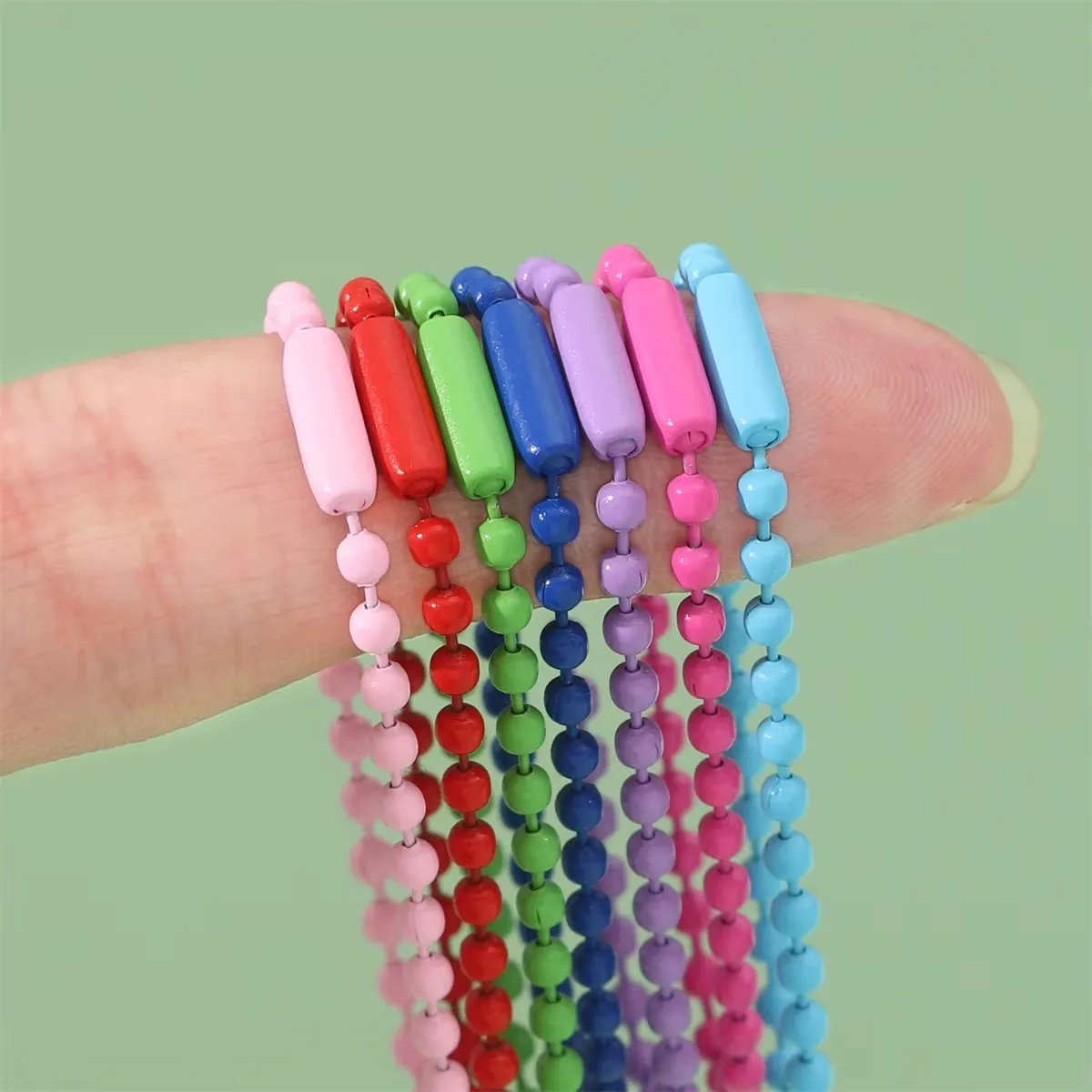 60 قطعة سلسلة مطلية بالرش الحديدي، مشبك سلسلة الخرز، إكسسوارات المجوهرات DIY، طلاء الخبز، سلسلة علامات الألوان، سلسلة قلادة حديدية