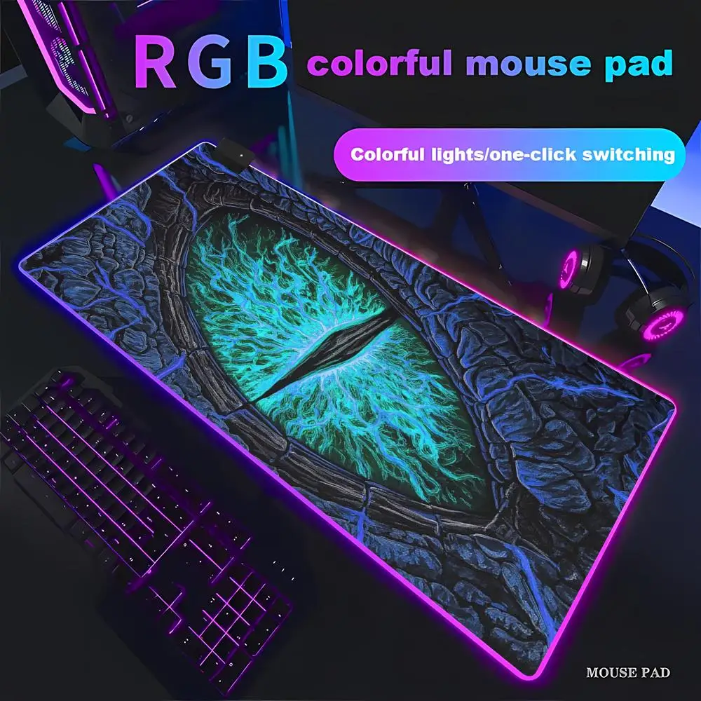 

Коврик для карточных игр TCG MTG с дизайном RGB LED «Глаз летающего дракона», противоскользящий, моющийся, с прошитыми краями, подходит для Magic Party HYBXAXC