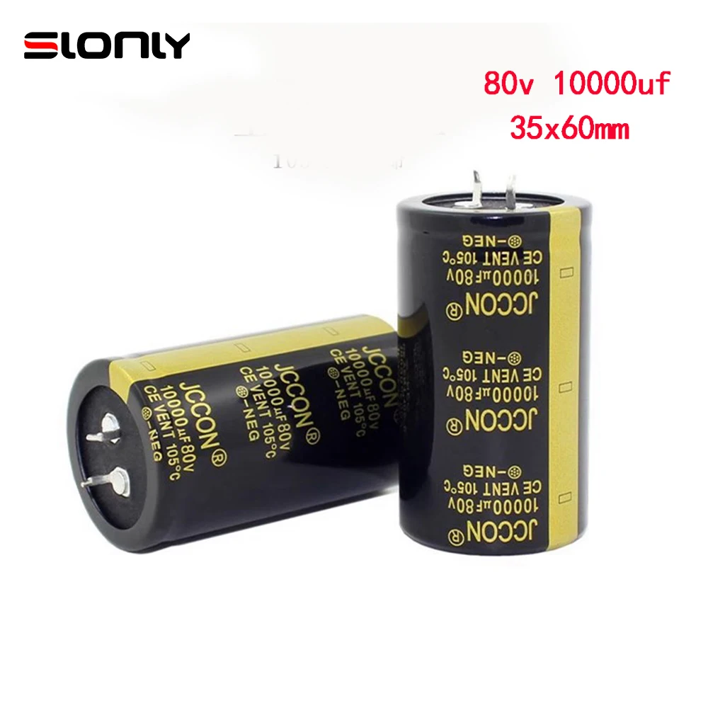 

2pc 80v 10000uf 80V JCCON 35x60mm 105 ℃ Pitch 10mm Horn Fever Audio Power Amplifier Capacitors