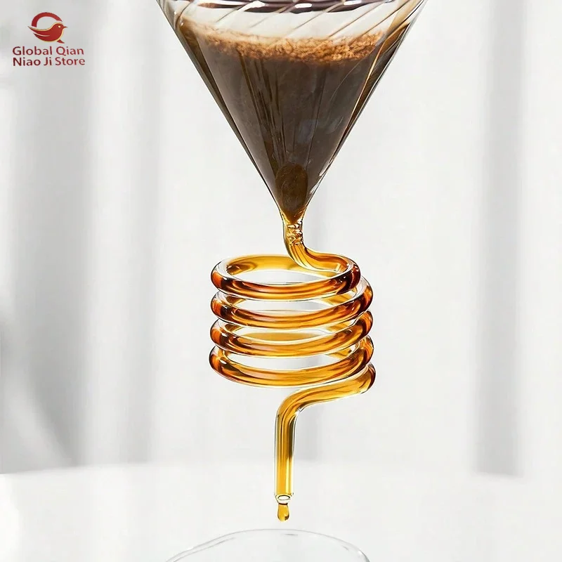 Pour-over Coffee Dripper, Serpentine Coffee Filter, Glass Funnel, Household Spiral Cooling Dripper