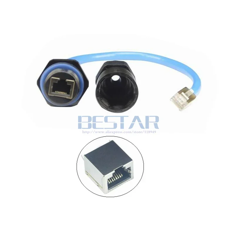 CAT6E conector RJ45 a prueba de agua CAT6 Gigabit Ethernet LAN RJ 45 AP puente de red exterior M25 IP 68 cable de enchufe impermeable 25cm