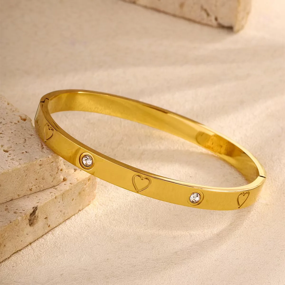 

Fashion Stainless Steel Cubic Zirconia Bracelet Women Men Couple Holiday Gift Non-fading Love Bracelet Party Jewelry Gift