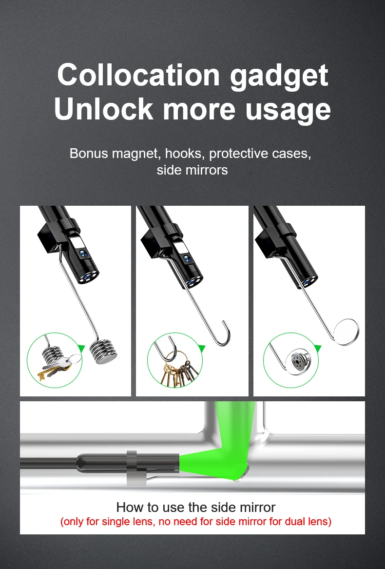 2K HD Industrial Endoscope Single Dual WiFi Borescope Inspection Camera IP67 Waterproof Pipeline Borescope For iPhone Android