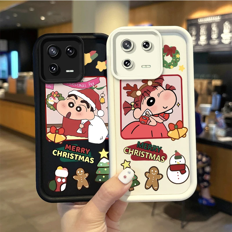 New C-Crayon Shin-chan Christmas Case For XiaoMi 15 Pro Case 14 13 12 11T Pro 13 12 11 Lite Poco F6 F5 X5 X3 Pro Dustproof Cover