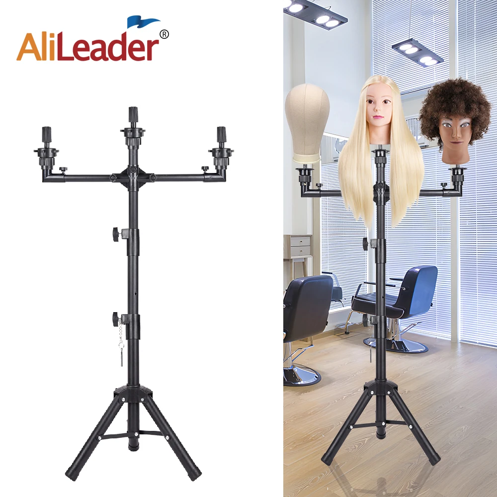 50 Inch Mannequin Head Stand Adjustable Wig Stand Tripod for Hairdressing Training Mannequin Training Pro Metal Support Tripod