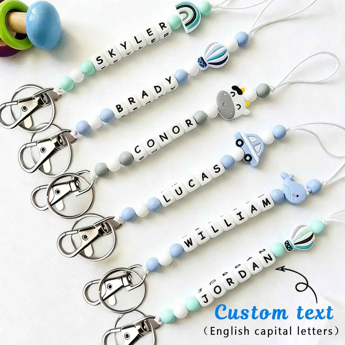 

1PC personalized beaded silicone letter keychain, 30 cute designs, backpack charm, Valentine's Day/Christmas gift.