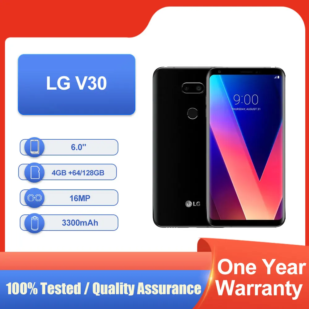 الأصلي مقفلة LG V30 VS996/US998/V300 6.0 "3300mAh مكبر الصوت شحن سريع الهاتف المحمول في حالة جيدة