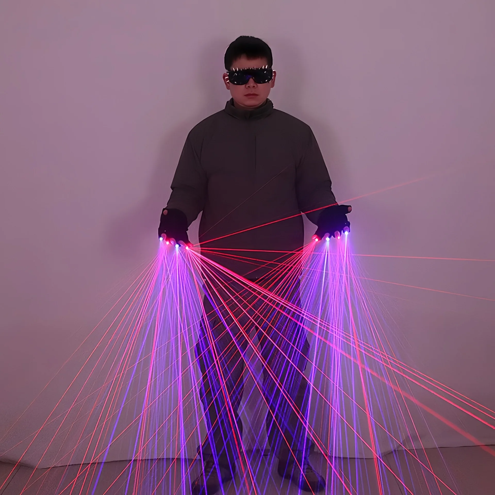 Red Blue Light Laser Gloves for Club Men Nightclub Party Robot Dance Show Accessories 2026 New