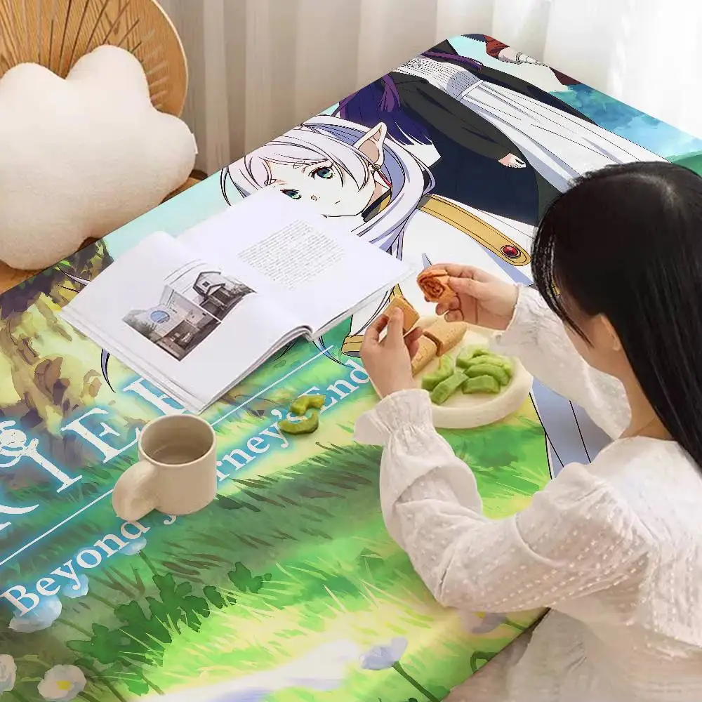 Japanese Anime Frieren Tablecloth Waterproof Stain Resistant Party Decoration Restaurant Cafe Dining Table Tablecloths 90X140cm