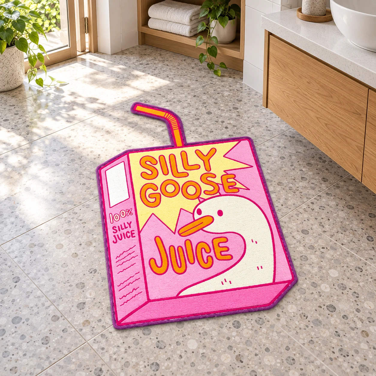 Pink Goose Juice Carton Shaped Flannel Floor Mat Novelty Area Rug For Bedroom Living Room Kitchen Entryway Apartment Decor