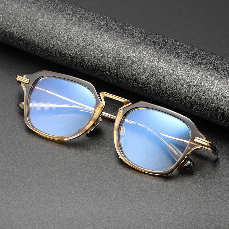 Vintage Titanium Acetate Oversized Glasses Frame for Men Trendy Square Optical Eyeglasses Women Brand Design Large Face Eyewear