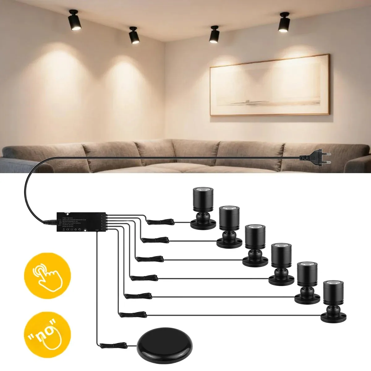 Foco LED regulable táctil, lámpara de techo de pared de 12V y 3W para almacenamiento de obras de arte de vino, iluminación de vitrina, 1-10 Uds., Mini foco