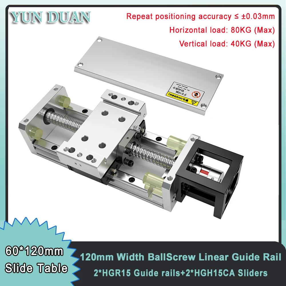 90mm Wide Linear Rail Guide Ballscrew Slide Table Module For Nema23 57/86mm Stepper 60 80 Servo Motor 80KG Load 0.03mm Accuracy