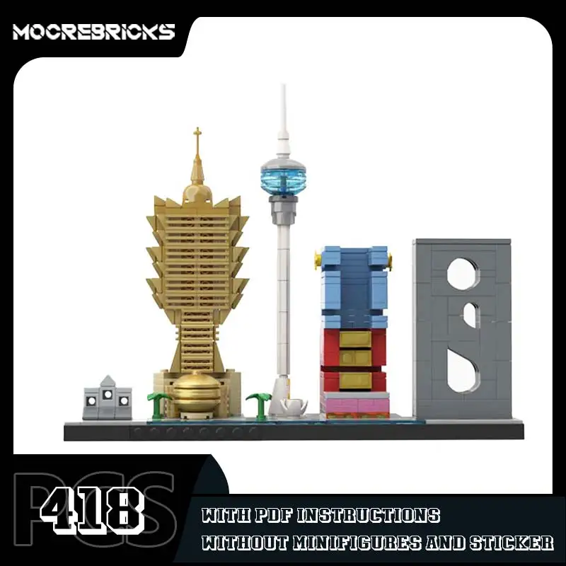 

Модель центра архитектуры MOC, знаменитый макао, строительный блок, креативные кирпичи, декоративные игрушки, детский набор подарков-головоломки