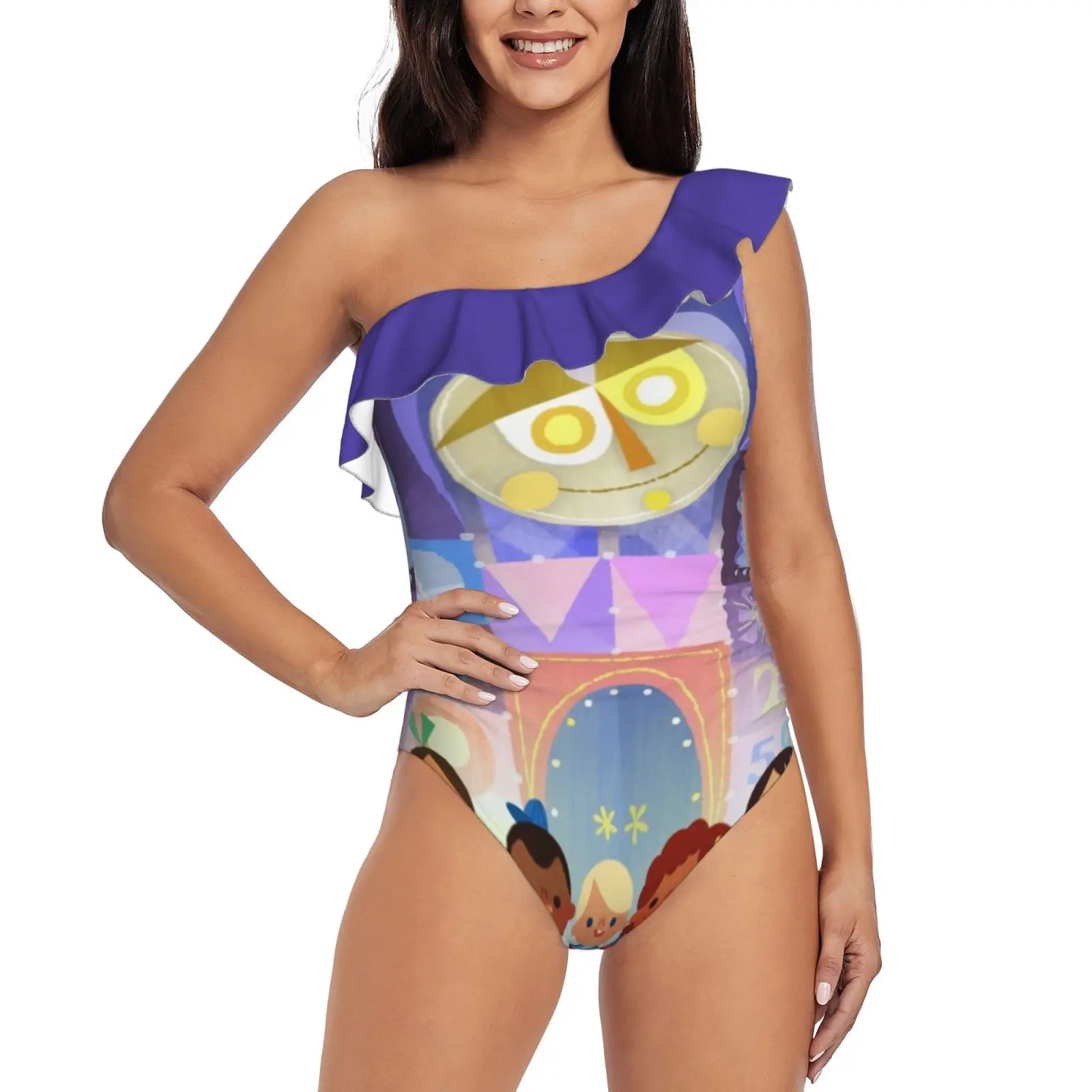 

Little Word Afterall. One Shoulder Ruffle Swimsuits Sexy One Piece Swimsuit Women Swimwear Monokini Its A Small World Theme Park