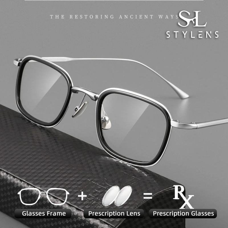 

STYLENS, новый дизайн, сверхлегкие квадратные очки, фотохромные мужские квадратные очки с защитой от синего луча, очки по индивидуальному заказу по рецепту 19052