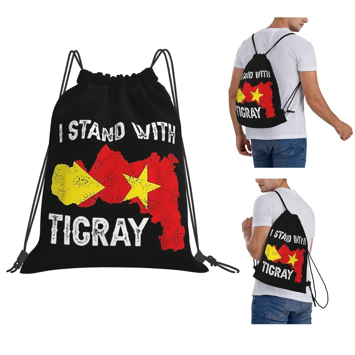 

Tigray Flag Ethiopian Backpacks Fashion Drawstring Bags Sundries Bag Book Bags for Travel Students