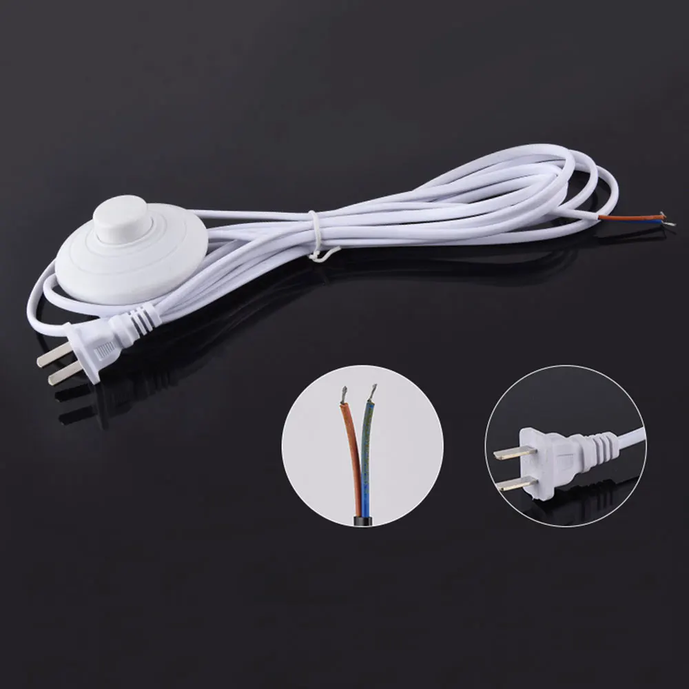 

1PC Power Cord 1.8 Meters Extension cord with Foot switch AC power American Standard 2 core For floor lamps desk lamp