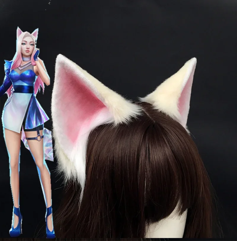 

Custom Handmade Imitation Animal Cat Fox LOL Ahri Cosplay DIY Ears Hairhoop Hairbands Headwear For Lolita Anime Cosplay Prop