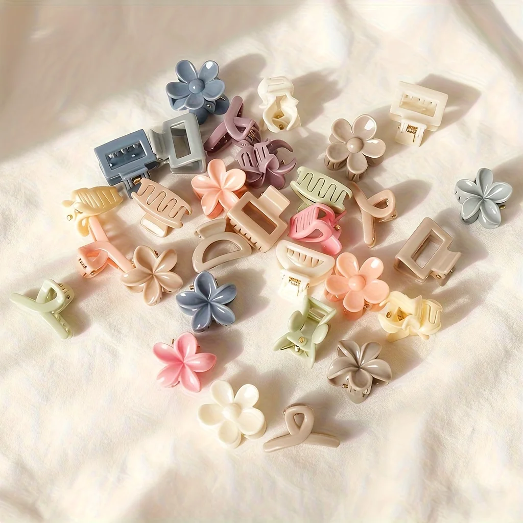 30pcs Randomly Mixed Set of Plain, Minimalist, Small-Sized Hair Grips with Non-Slip Grips and Multifunctional Features, Perfect
