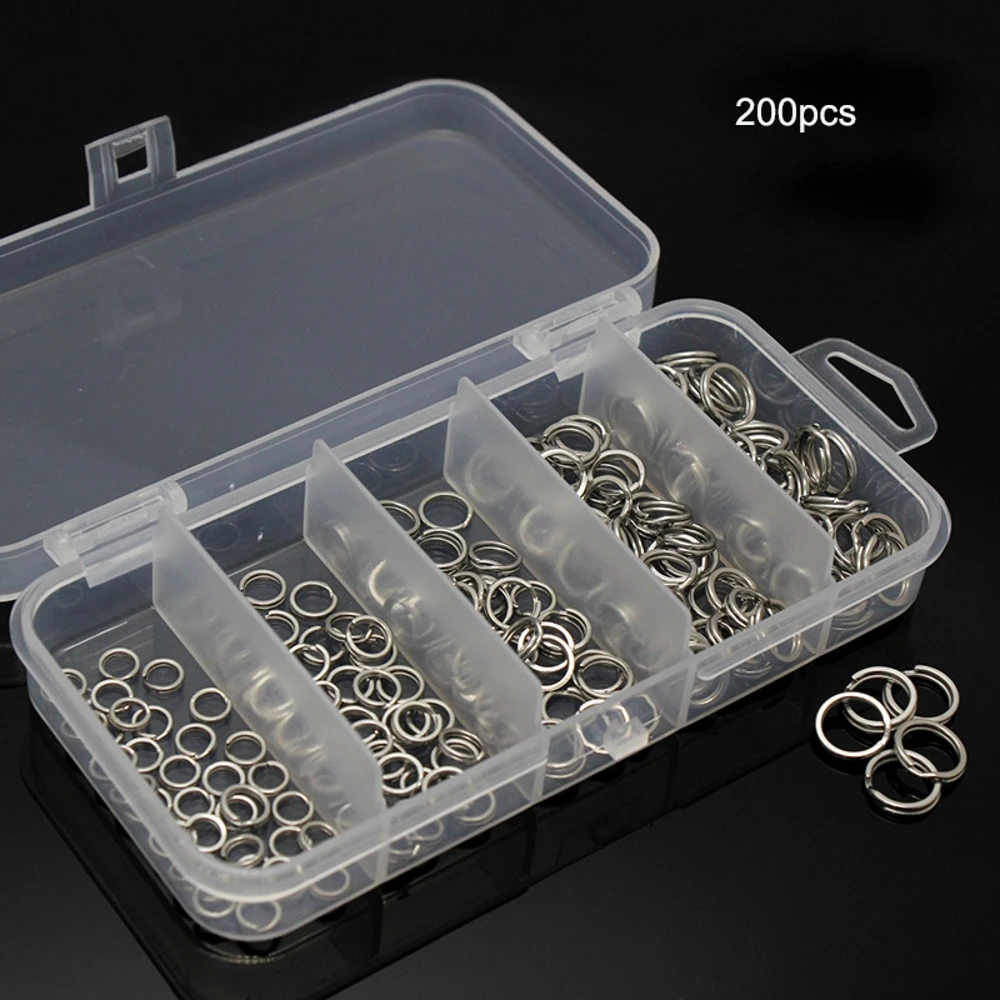 200pcs/box  Stainless Steel Fishing Rings  6mm-10mm Double Loop Split Tool Fishing Accessories Flat Rings Connector Pesca