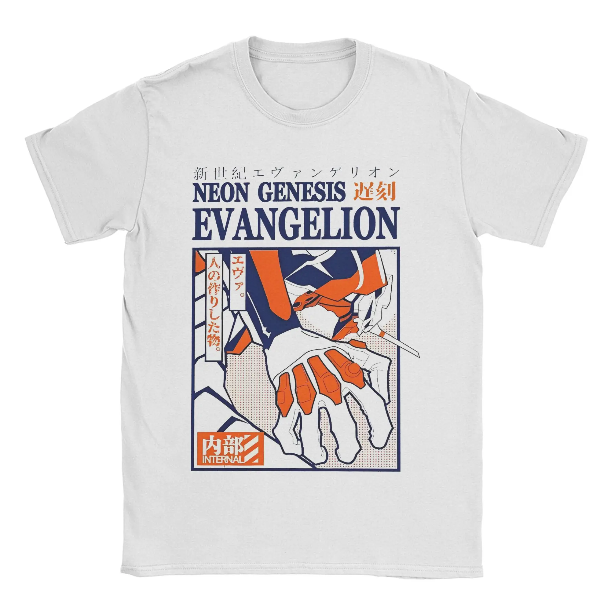 Kawaii EVANGELION Robot  T Shirt Men O-neck Short Sleeve Clothing EVA  Anime Cotton Summer TopsTops