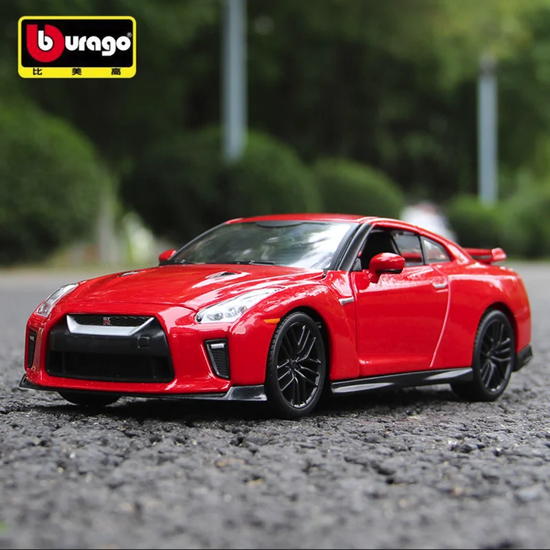 Bburago-nissan-アーニーラインgtr r35合金レーシングカーモデル,ダイキャストメタル,スポーツカー,ハイシミュレーション,子供のおもちゃ,ギフト,1:24