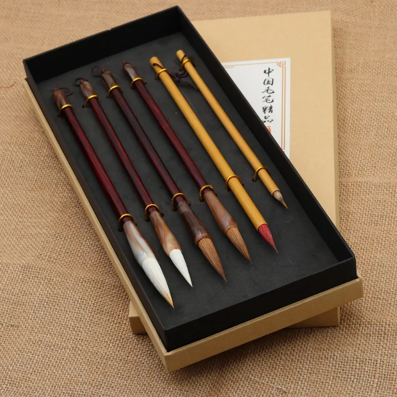 Chinese Calligraphy Brush Set Chinese Landscape Painting Brush Regular Script Calligraphy Brush Copy Scriptures Brush Caligrafia