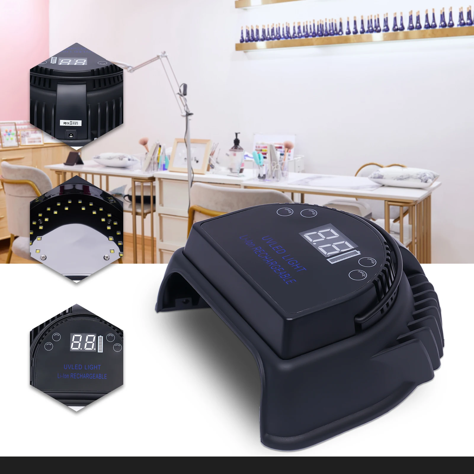 Professional UV nail lamp drying machine 64W nail polish gel quick drying,36LEDS double light source lamp 30s/45s/60s/90s