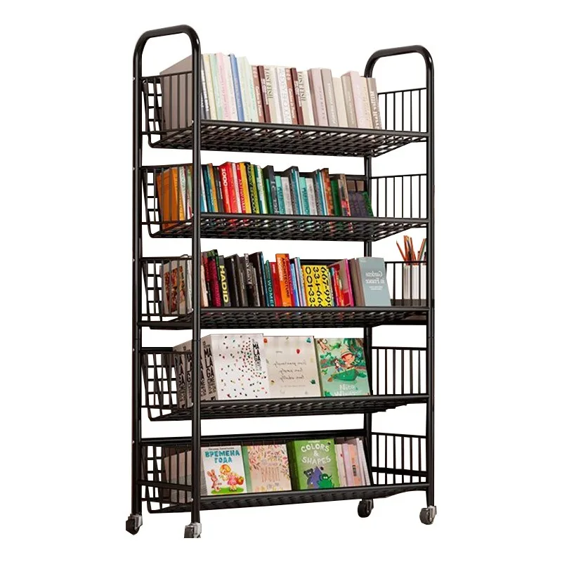 Movable pulley multi-layer household, small bookcase picture book holder