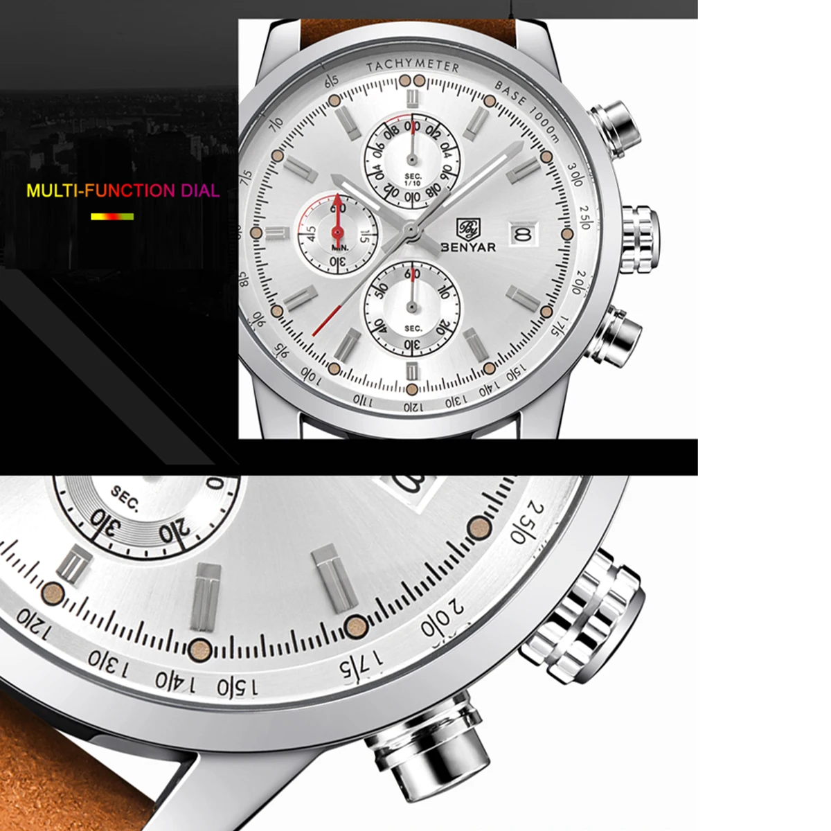 BENYAR موضة كرونوغراف رياضة رجالي ساعات العلامة التجارية الفاخرة ساعة كوارتز Reloj Hombre سات ساعة الذكور ساعة relogio Masculino #3