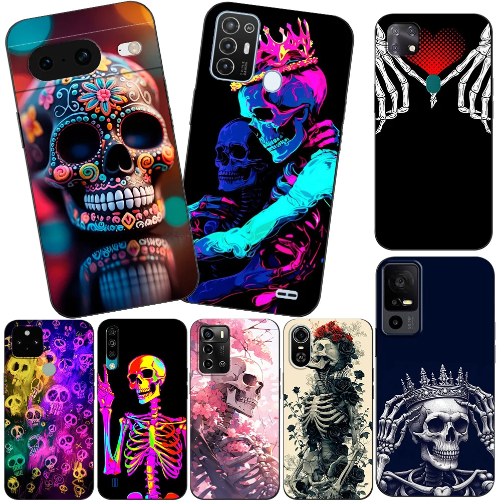 Black Tpu Case For ZTE blade A3 A5 A7 2019 A31 lite plus A51 A71 A7S V2020 L210 L8 smart vita 2022 v30 Legend Skull Art