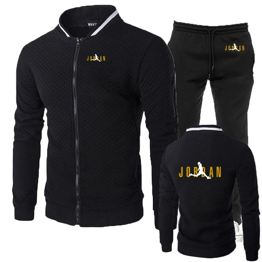 2026 Spring And Autumn Basketball sportswear Print Men's New Silm Fit Set Casual Zipper Jacket Sportswear + Trousers Suit