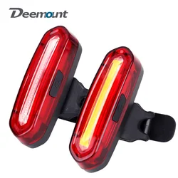 Deemount Rechargeable COB LED USB Mountain Bike Tail Light Taillight MTB Safety Warning Bicycle Rear Light Bicycle Lamp