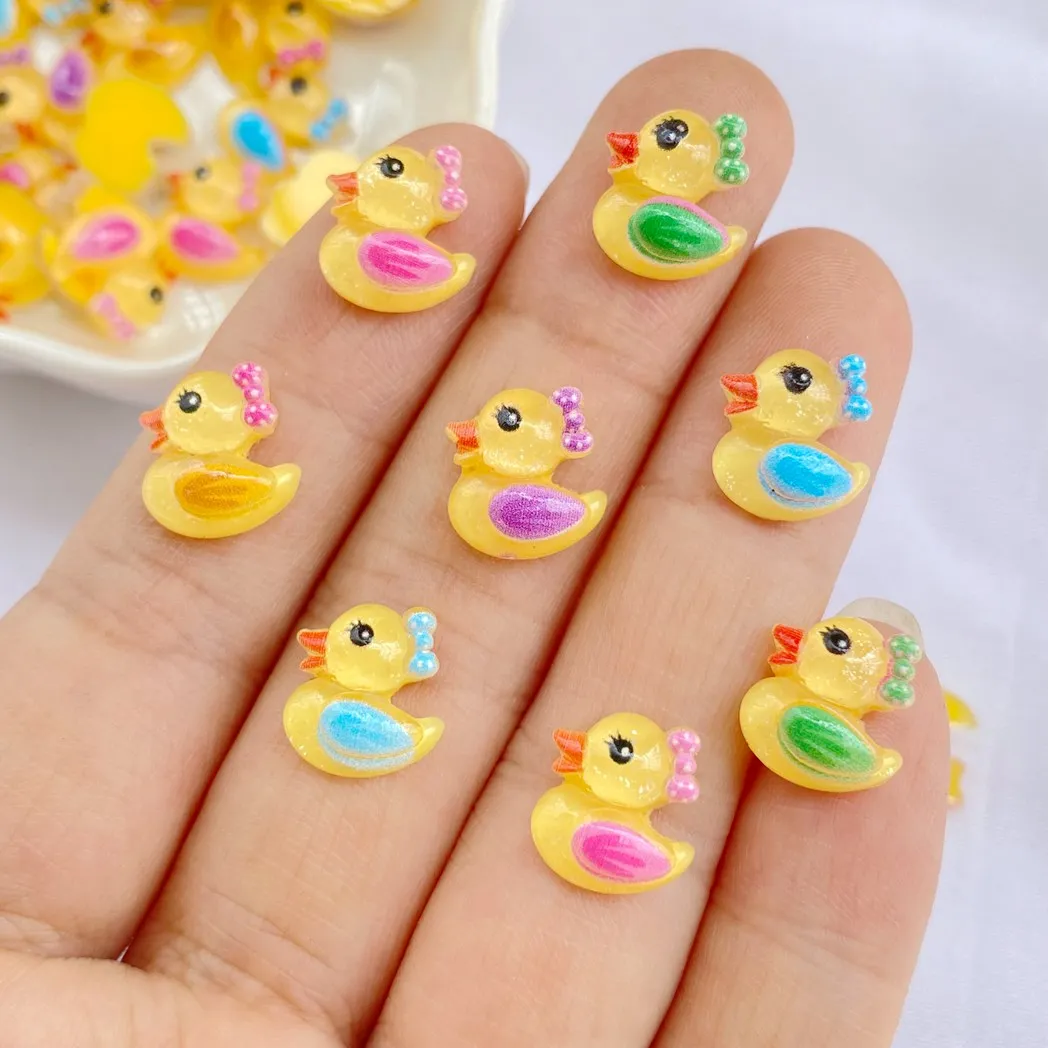 50Pcs New Cute Resin Mini Cartoon Animal Duckling Series Flat Back Manicure Parts Embellishments For Hair Bows Accessories