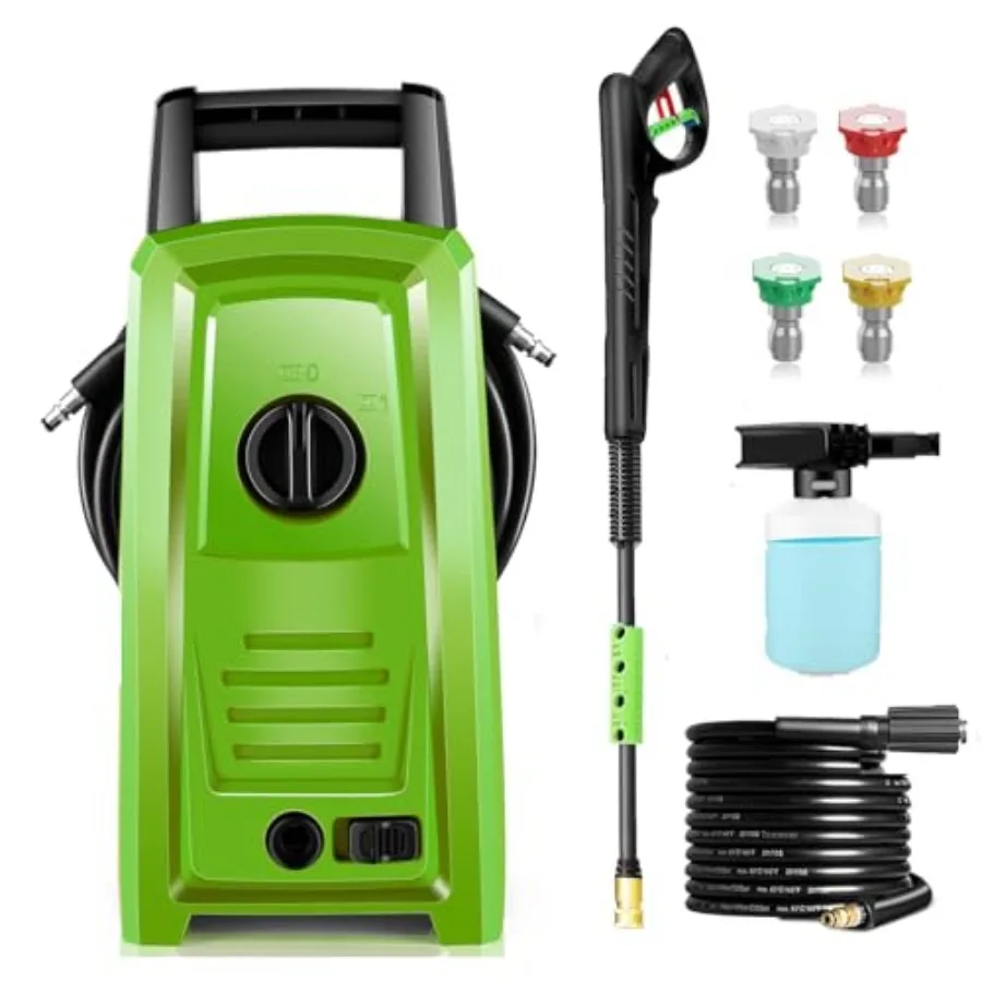 𝐏𝐨𝐰𝐞𝐫 𝐖𝐚𝐬𝐡𝐞𝐫 𝟒𝟓𝟎𝟎𝐏𝐒𝐈 Portable with 20Feet Pipe, 4 Nozzle Set for Home/Cars/Fences/Windows