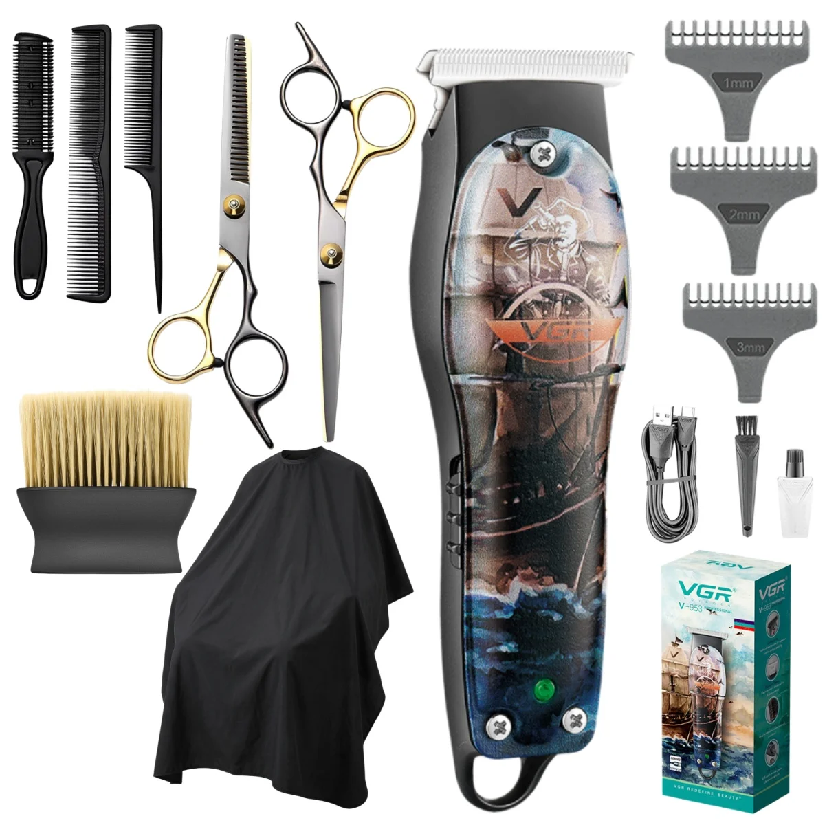 

15In1 Hair Trimmer For Men Hair Clipper Scissors Kit With Cape Usb Rechargeable Professional 0mm Zero Cordless Haircut Barber