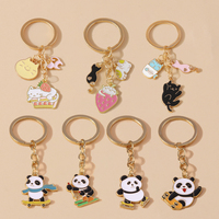 Cute Enamel Panda Keychain Cat Keyring Pendant for Car Key Holder Women Girls Handbag Accessories DIY Jewelry Gifts