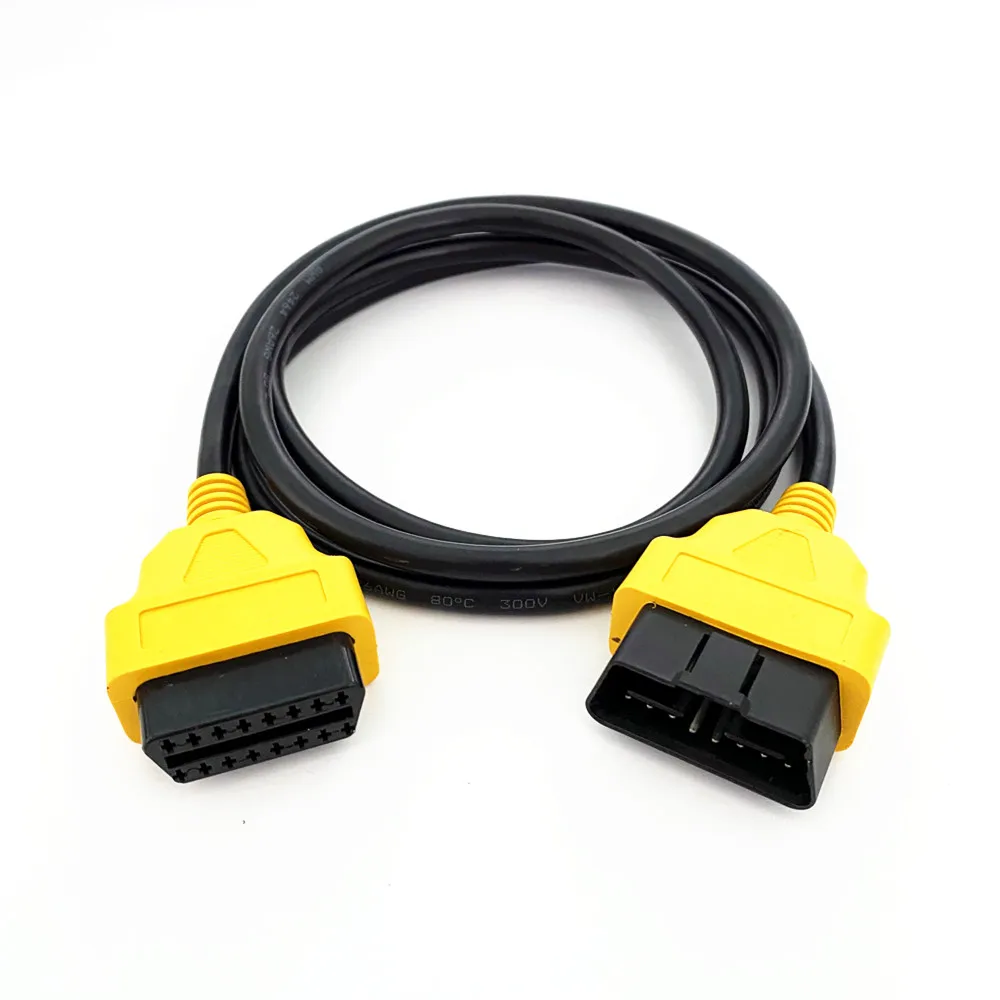 2024 For ELM327 OBD2 16Pin Extension Cable adapter 150cm 16 Pin OBD II OBD2 yellow Extension Cable Connector