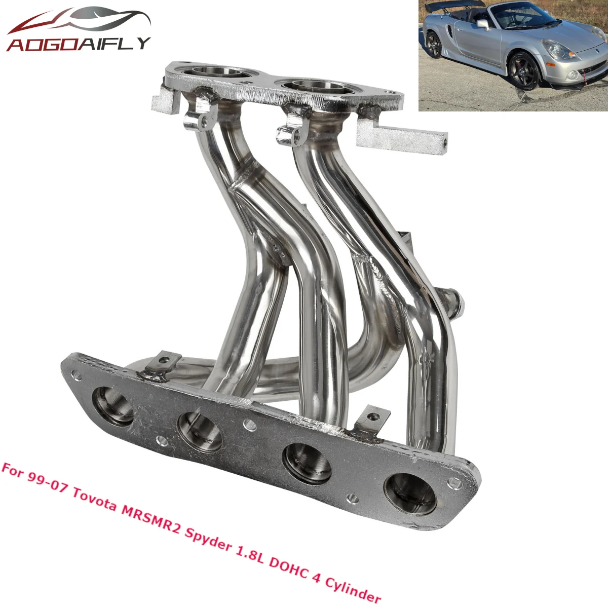 Sistema de escape modificado MRS MR2 con tubo colector para Toyota Spyder 99-07 1.8L DOHC 4 cilindros de acero inoxidable
