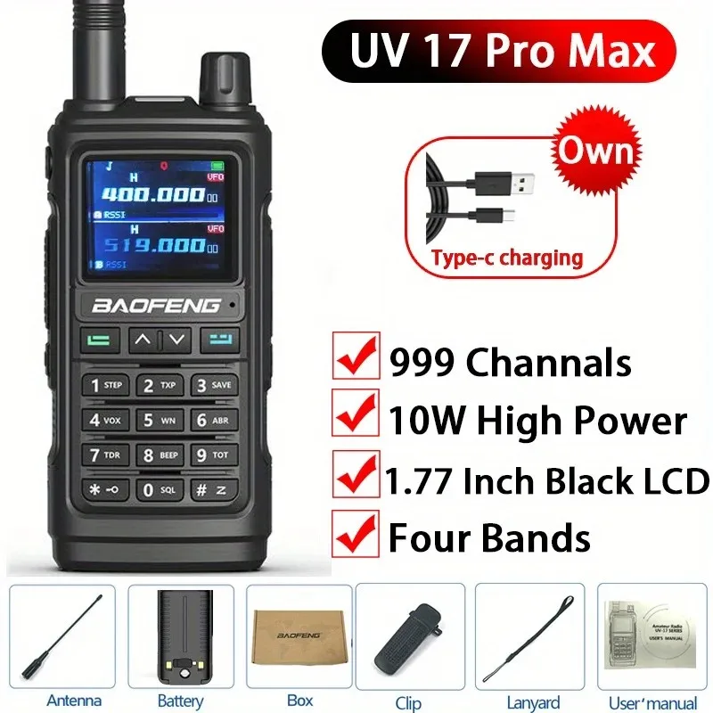 BAOFENG UV-17 professionnel maximum walperforé talperforé quatre bandes sans fil copie fréquence bidirectionnelle sans fil longue portée co