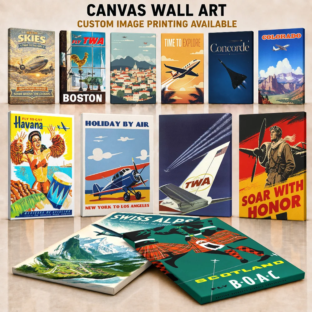 Vintage Airplane Poster Canvas Posters Detailed Engineering Design Wall Decor With Personalized Photo For Study Ideal Pilot Gift