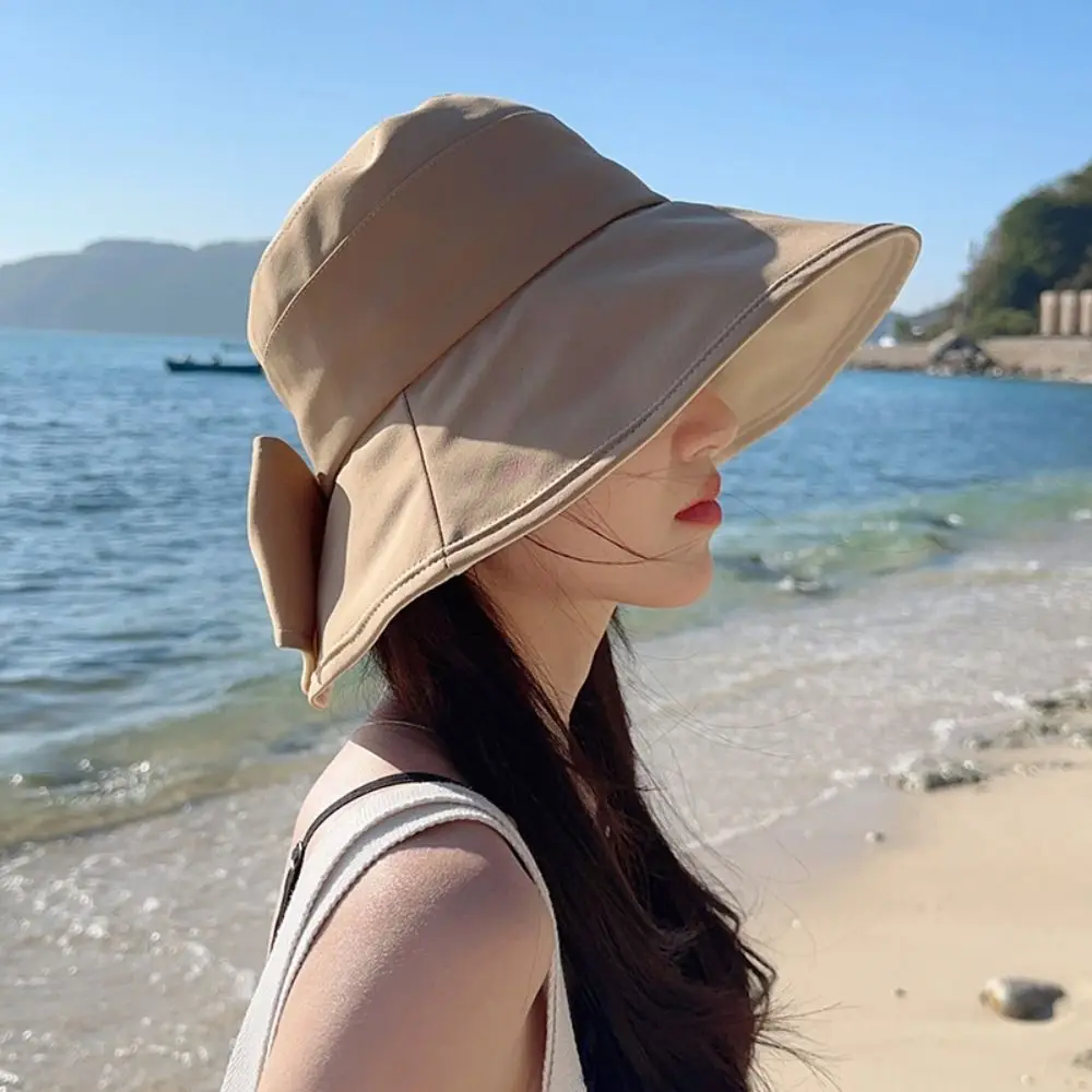 

Portable Elegance Bow Fisherman Hat Foldable Korean Style Sun Protection Hats Lightweight Quick-drying Camping Cap Vacation