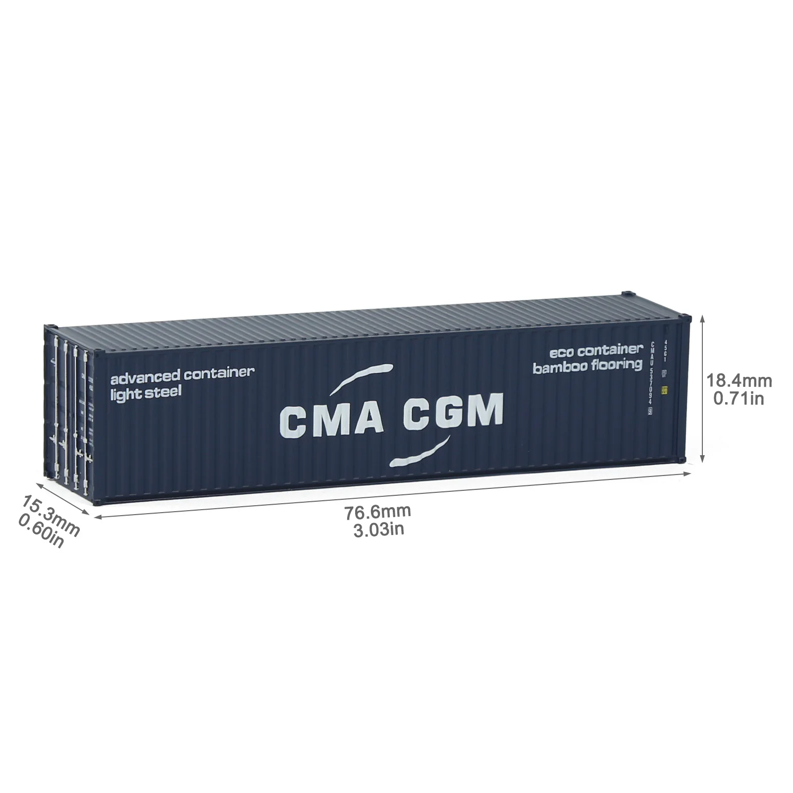 Evemodel 3pcs Mixed N Scale 40ft Containers 1:160 40\' Shipping Cargo Box with Magnets C15008