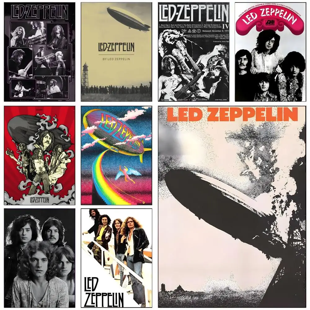 Cool Rock band the L-led Z-zeppelin Poster HD Autoadesivo Decoração de Parede Home Office Dormitório Quarto e Mais Escolha de Presente Ideal