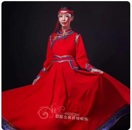 Robe mongol, roupas étnicas de minoria, saia de dança mongol adulta