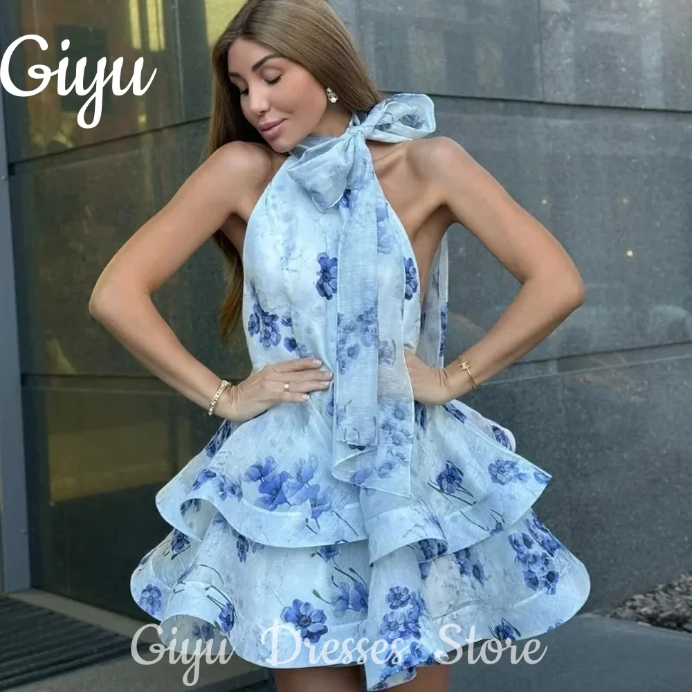 

Giyu Simple Spaghetti Strap A-line Wedding Party Dresses Big Bow Satin Mini Above Knee Birthday Party Dress Summer Dresses 2025