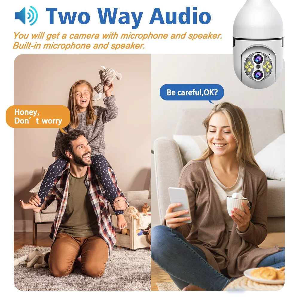 E27 Bulb Camera 10X Zoom 4K 8MP Auto Tracking Indoor Monitor Dual Lens Surveillance Security Protection WiFi Camera IPC360 Home
