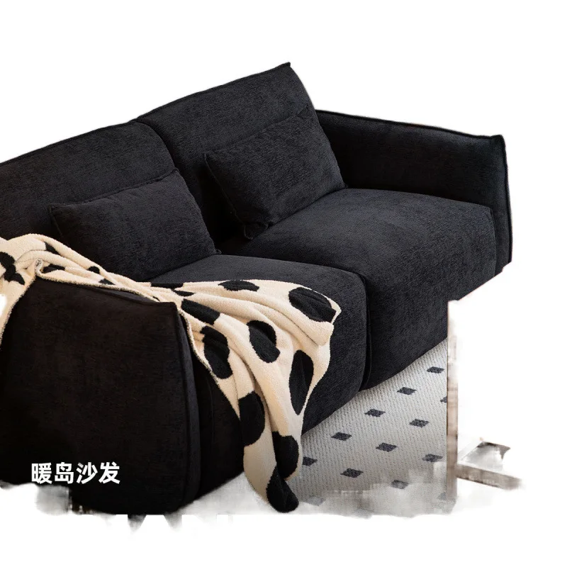 #Warm island sofa light luxury small apartment home three-person retro Bauhaus steel-free Ness velvet fabric sofa