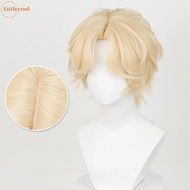 Hochwertige Luka Cosplay Perücke, kurze blonde Luka Perücke, hitzebeständiges Kunsthaar, Anime-Spiel, Party, Rollenspiel-Perücken + Perückenkappe
